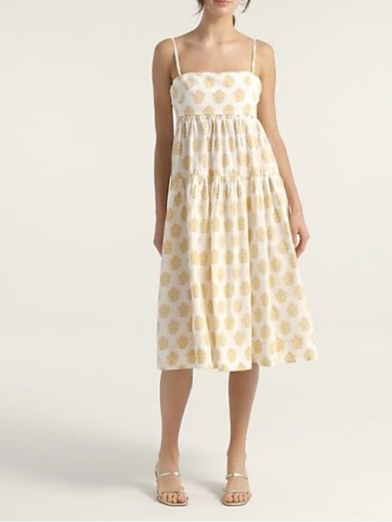 J. Crew Dresses & Skirts - J. Crew Cream Dress with Yellow Floral Knee Length Size 4